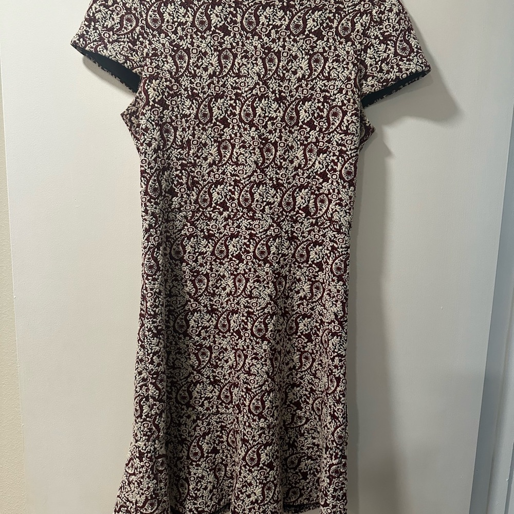 Elegant Maroon and White Patterned Dress